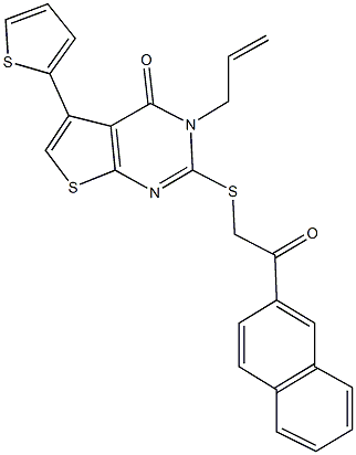 3-allyl-2-{[2-(2-naphthyl)-2-oxoethyl]sulfanyl}-5-(2-thienyl)thieno[2,3-d]pyrimidin-4(3H)-one Struktur