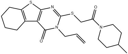 3-allyl-2-{[2-(4-methylpiperidin-1-yl)-2-oxoethyl]sulfanyl}-5,6,7,8-tetrahydro[1]benzothieno[2,3-d]pyrimidin-4(3H)-one Struktur