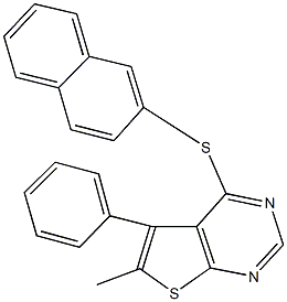 6-methyl-5-phenylthieno[2,3-d]pyrimidin-4-yl 2-naphthyl sulfide Struktur