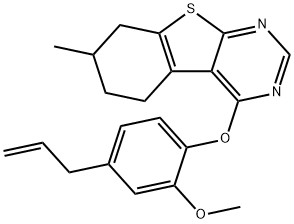 4-(4-allyl-2-methoxyphenoxy)-7-methyl-5,6,7,8-tetrahydro[1]benzothieno[2,3-d]pyrimidine Struktur