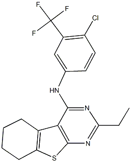 N-[4-chloro-3-(trifluoromethyl)phenyl]-2-ethyl-5,6,7,8-tetrahydro[1]benzothieno[2,3-d]pyrimidin-4-amine Struktur