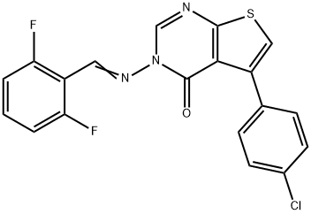 5-(4-chlorophenyl)-3-[(2,6-difluorobenzylidene)amino]thieno[2,3-d]pyrimidin-4(3H)-one Struktur