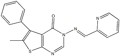 6-methyl-5-phenyl-3-[(2-pyridinylmethylene)amino]thieno[2,3-d]pyrimidin-4(3H)-one Struktur