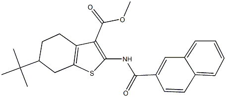 methyl 6-tert-butyl-2-(2-naphthoylamino)-4,5,6,7-tetrahydro-1-benzothiophene-3-carboxylate Struktur