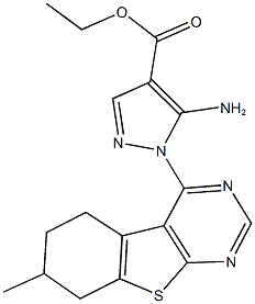 ethyl 5-amino-1-(7-methyl-5,6,7,8-tetrahydro[1]benzothieno[2,3-d]pyrimidin-4-yl)-1H-pyrazole-4-carboxylate Struktur