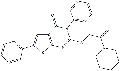 2-[(2-oxo-2-piperidin-1-ylethyl)sulfanyl]-3,6-diphenylthieno[2,3-d]pyrimidin-4(3H)-one Struktur