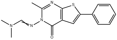 N,N-dimethyl-N'-(2-methyl-4-oxo-6-phenylthieno[2,3-d]pyrimidin-3(4H)-yl)imidoformamide Struktur