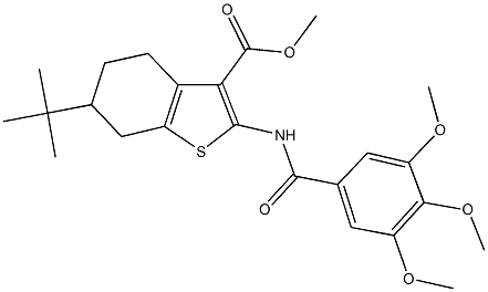 methyl 6-tert-butyl-2-[(3,4,5-trimethoxybenzoyl)amino]-4,5,6,7-tetrahydro-1-benzothiophene-3-carboxylate Struktur