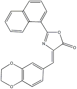 4-(2,3-dihydro-1,4-benzodioxin-6-ylmethylene)-2-(1-naphthyl)-1,3-oxazol-5(4H)-one Struktur