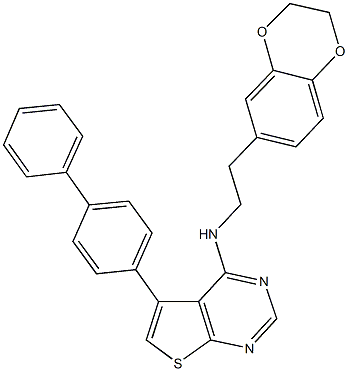 5-[1,1'-biphenyl]-4-yl-N-[2-(2,3-dihydro-1,4-benzodioxin-6-yl)ethyl]thieno[2,3-d]pyrimidin-4-amine Struktur