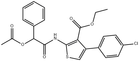 ethyl 2-{[(acetyloxy)(phenyl)acetyl]amino}-4-(4-chlorophenyl)-3-thiophenecarboxylate Struktur