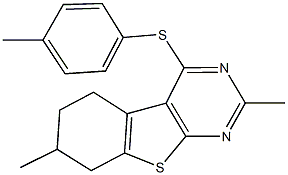 2,7-dimethyl-5,6,7,8-tetrahydro[1]benzothieno[2,3-d]pyrimidin-4-yl 4-methylphenyl sulfide Struktur