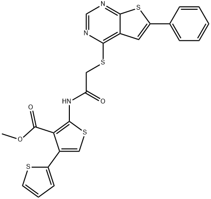 methyl 2-({[(6-phenylthieno[2,3-d]pyrimidin-4-yl)sulfanyl]acetyl}amino)-4,2'-bithiophene-3-carboxylate Struktur