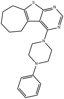 4-(4-phenyl-1-piperazinyl)-6,7,8,9-tetrahydro-5H-cyclohepta[4,5]thieno[2,3-d]pyrimidine Struktur