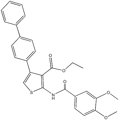 ethyl 4-[1,1'-biphenyl]-4-yl-2-[(3,4-dimethoxybenzoyl)amino]-3-thiophenecarboxylate Struktur