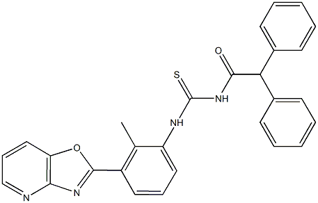 N-(diphenylacetyl)-N'-(2-methyl-3-[1,3]oxazolo[4,5-b]pyridin-2-ylphenyl)thiourea Struktur