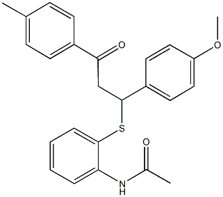 N-(2-{[1-(4-methoxyphenyl)-3-(4-methylphenyl)-3-oxopropyl]sulfanyl}phenyl)acetamide Struktur