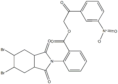 2-{3-nitrophenyl}-2-oxoethyl 2-(5,6-dibromo-1,3-dioxooctahydro-2H-isoindol-2-yl)benzoate Struktur