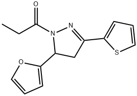 5-(2-furyl)-1-propionyl-3-(2-thienyl)-4,5-dihydro-1H-pyrazole Struktur