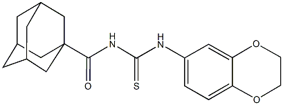 N-(1-adamantylcarbonyl)-N'-(2,3-dihydro-1,4-benzodioxin-6-yl)thiourea Struktur