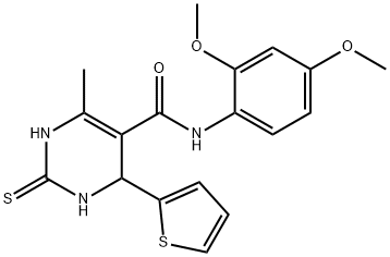 N-(2,4-dimethoxyphenyl)-6-methyl-4-(2-thienyl)-2-thioxo-1,2,3,4-tetrahydro-5-pyrimidinecarboxamide Struktur