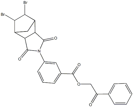 2-oxo-2-phenylethyl 3-(8,9-dibromo-3,5-dioxo-4-azatricyclo[5.2.1.0~2,6~]dec-4-yl)benzoate Struktur