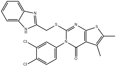 2-[(1H-benzimidazol-2-ylmethyl)sulfanyl]-3-(3,4-dichlorophenyl)-5,6-dimethylthieno[2,3-d]pyrimidin-4(3H)-one Struktur