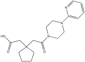 (1-{2-oxo-2-[4-(2-pyridinyl)-1-piperazinyl]ethyl}cyclopentyl)acetic acid Struktur