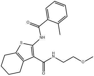 N-(2-methoxyethyl)-2-[(2-methylbenzoyl)amino]-4,5,6,7-tetrahydro-1-benzothiophene-3-carboxamide Struktur