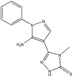 5-(5-amino-1-phenyl-1H-pyrazol-4-yl)-4-methyl-2,4-dihydro-3H-1,2,4-triazole-3-thione Struktur