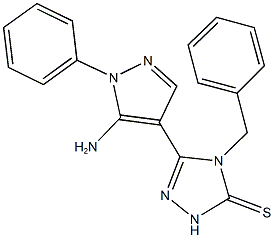 5-(5-amino-1-phenyl-1H-pyrazol-4-yl)-4-benzyl-2,4-dihydro-3H-1,2,4-triazole-3-thione Struktur