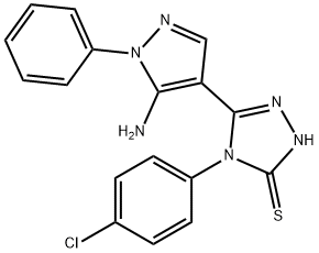 5-(5-amino-1-phenyl-1H-pyrazol-4-yl)-4-(4-chlorophenyl)-2,4-dihydro-3H-1,2,4-triazole-3-thione Struktur