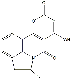 8-hydroxy-5-methyl-4,5-dihydro-7H,10H-pyrano[3,2-c]pyrrolo[3,2,1-ij]quinoline-7,10-dione Struktur