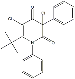 6-tert-butyl-3,5-dichloro-1,3-diphenyl-2,4(1H,3H)-pyridinedione Struktur