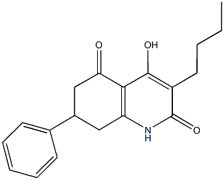 3-butyl-4-hydroxy-7-phenyl-7,8-dihydro-2,5(1H,6H)-quinolinedione Struktur