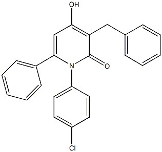 3-benzyl-1-(4-chlorophenyl)-4-hydroxy-6-phenyl-2(1H)-pyridinone Struktur