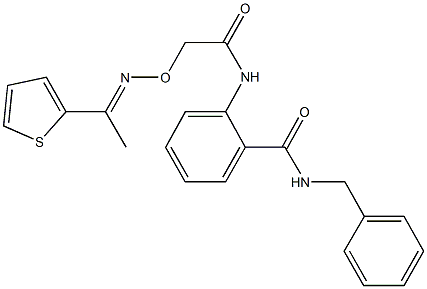 N-benzyl-2-{[({[1-(2-thienyl)ethylidene]amino}oxy)acetyl]amino}benzamide Struktur