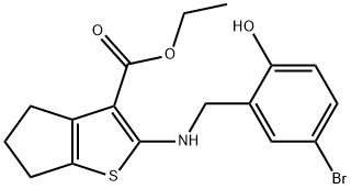 ethyl 2-[(5-bromo-2-hydroxybenzyl)amino]-5,6-dihydro-4H-cyclopenta[b]thiophene-3-carboxylate Struktur