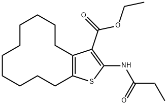 ethyl 2-(propionylamino)-4,5,6,7,8,9,10,11,12,13-decahydrocyclododeca[b]thiophene-3-carboxylate Struktur