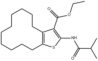 ethyl 2-(isobutyrylamino)-4,5,6,7,8,9,10,11,12,13-decahydrocyclododeca[b]thiophene-3-carboxylate Struktur