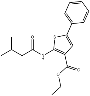 ethyl 2-[(3-methylbutanoyl)amino]-5-phenylthiophene-3-carboxylate Struktur