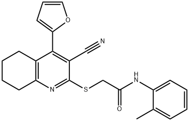 2-{[3-cyano-4-(2-furyl)-5,6,7,8-tetrahydroquinolin-2-yl]sulfanyl}-N-(2-methylphenyl)acetamide Struktur