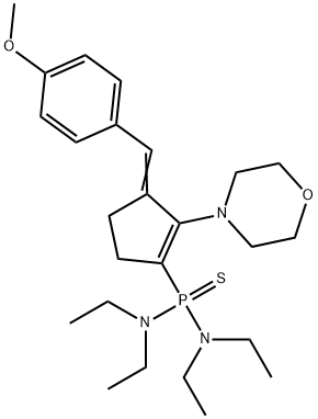 N,N,N',N'-tetraethyl-P-[3-(4-methoxybenzylidene)-2-(4-morpholinyl)-1-cyclopenten-1-yl]phosphonothioic diamide Struktur