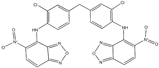 4-{2-chloro-4-[3-chloro-4-({5-nitro-2,1,3-benzoxadiazol-4-yl}amino)benzyl]anilino}-5-nitro-2,1,3-benzoxadiazole Struktur