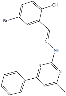 5-bromo-2-hydroxybenzaldehyde (4-methyl-6-phenyl-2-pyrimidinyl)hydrazone Struktur