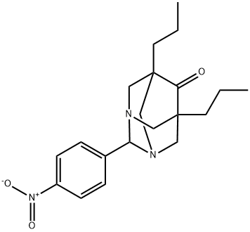 2-{4-nitrophenyl}-5,7-dipropyl-1,3-diazatricyclo[3.3.1.1~3,7~]decan-6-one Struktur