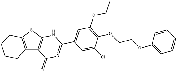 2-[3-chloro-5-ethoxy-4-(2-phenoxyethoxy)phenyl]-5,6,7,8-tetrahydro[1]benzothieno[2,3-d]pyrimidin-4(3H)-one Struktur