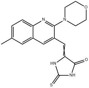 5-{[6-methyl-2-(4-morpholinyl)-3-quinolinyl]methylene}-2-thioxo-4-imidazolidinone Struktur