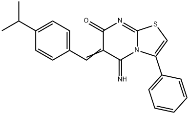 5-imino-6-(4-isopropylbenzylidene)-3-phenyl-5,6-dihydro-7H-[1,3]thiazolo[3,2-a]pyrimidin-7-one Struktur