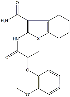 2-{[2-(2-methoxyphenoxy)propanoyl]amino}-4,5,6,7-tetrahydro-1-benzothiophene-3-carboxamide Struktur